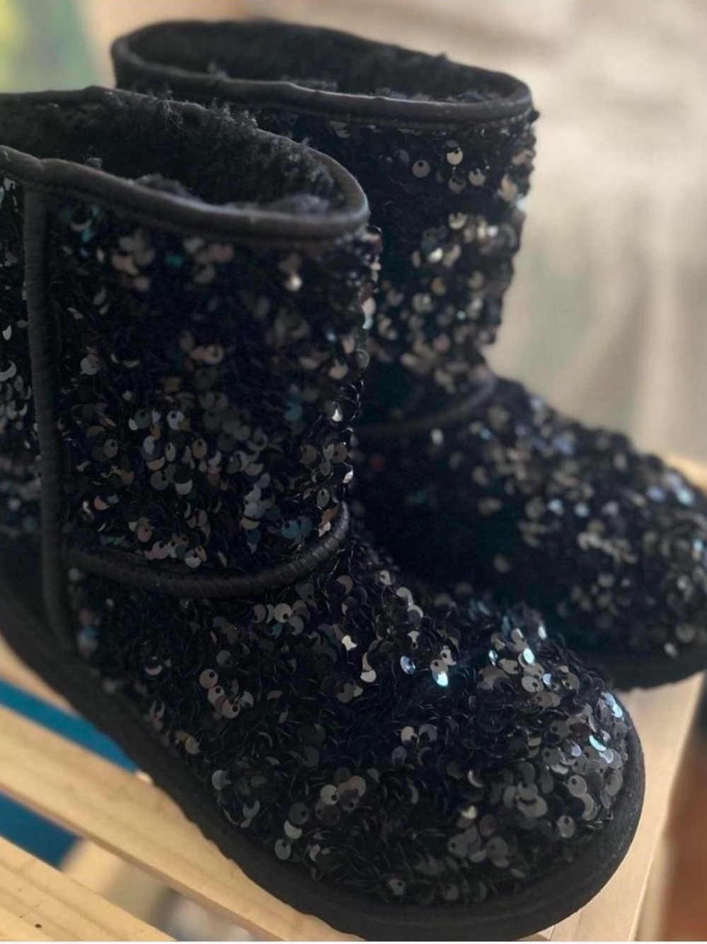 UGG Black Sequin Classic Short Boots